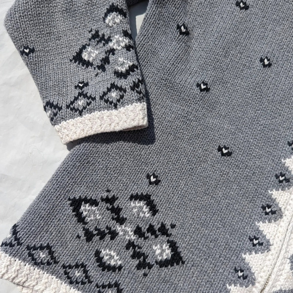 Vintage Northern Reflections Knit Cardigan Zip Up Sweater Grey White Black Small - Picture 6 of 7